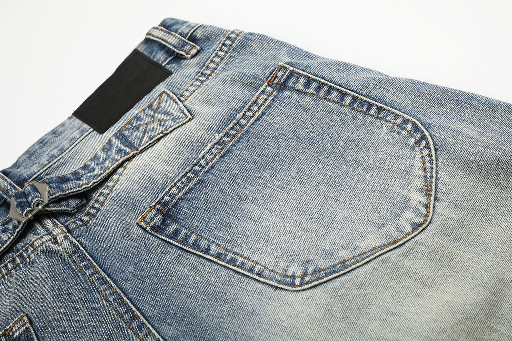 DONOTLOGO Urban Heritage Collection | Unisex Oversized Cropped Denim | Retro Aesthetic High-Rise Wide-Leg Bottoms with Authentic Fade Detail