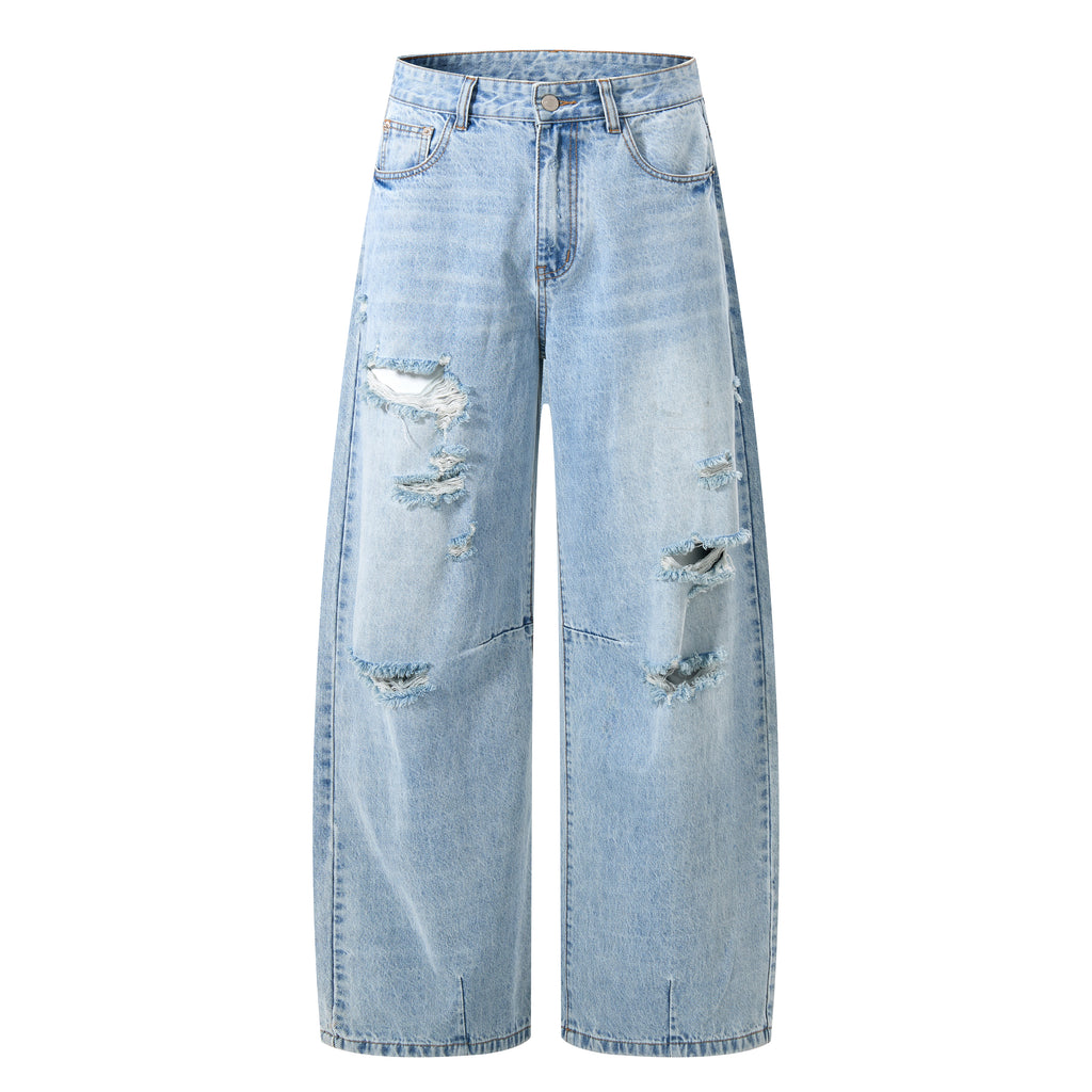 DONOTLOGO Heavy Distressed Wash Baggy Jorts | Unisex Y2K Wide Leg Denim Shorts | Retro High Street Summer Bottoms