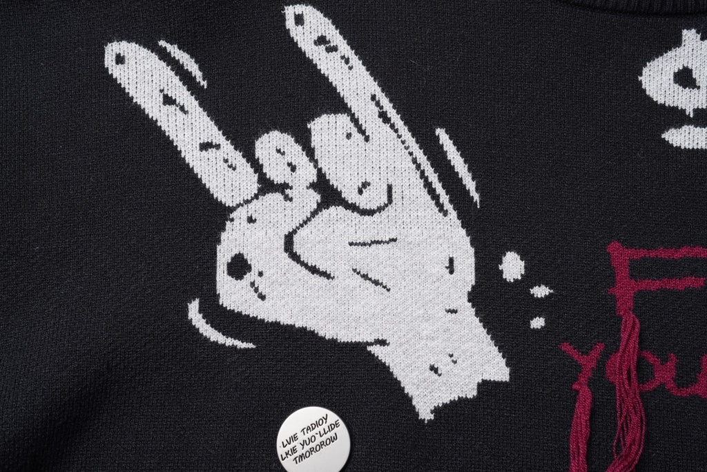 Unisex Punk Graffiti Fringe Sweater