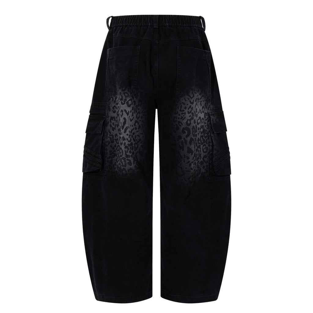 Unisex Vintage Leopard-Print Loose-Fit Gradient Denim Casual Jeans