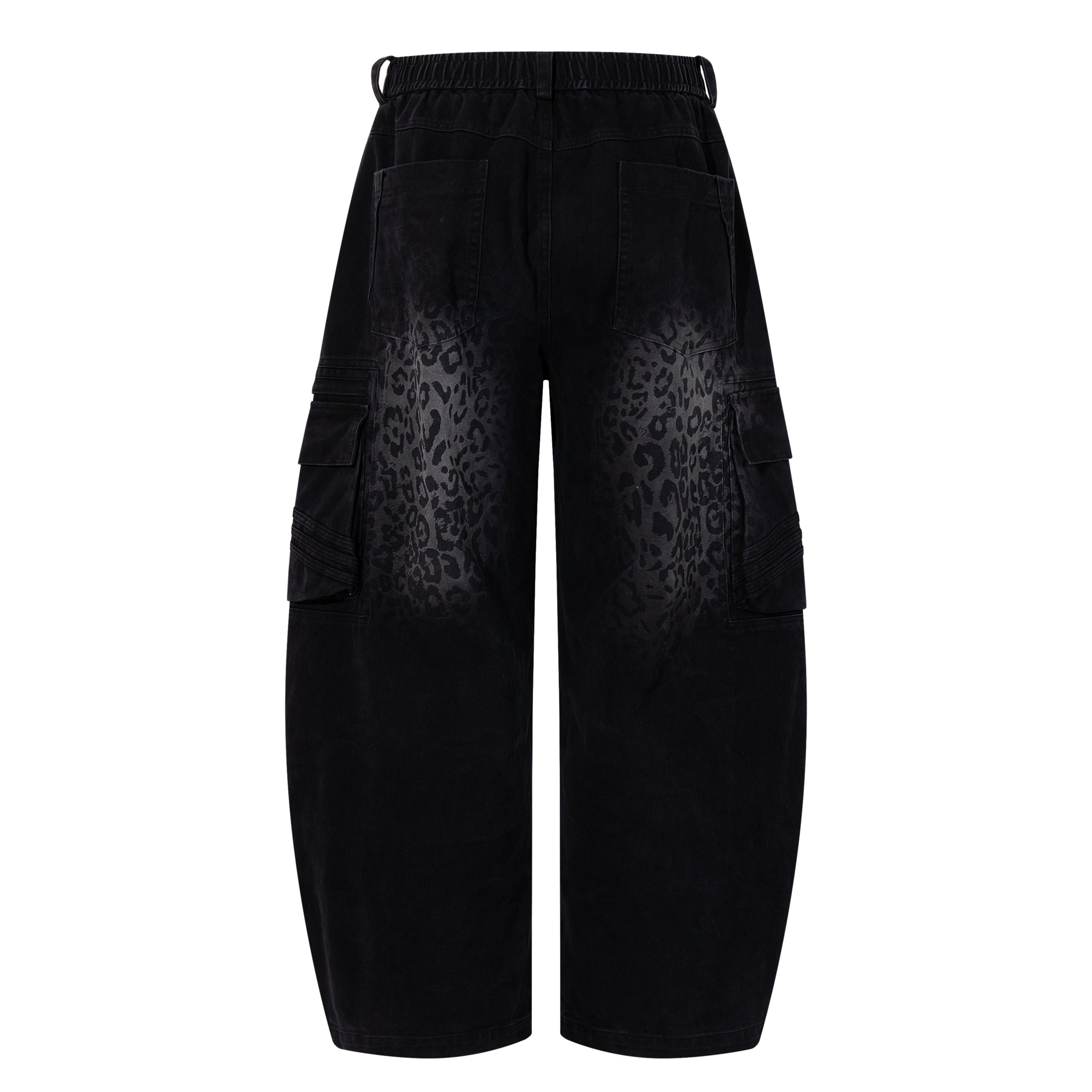 Unisex Vintage Leopard-Print Loose-Fit Gradient Denim Casual Jeans