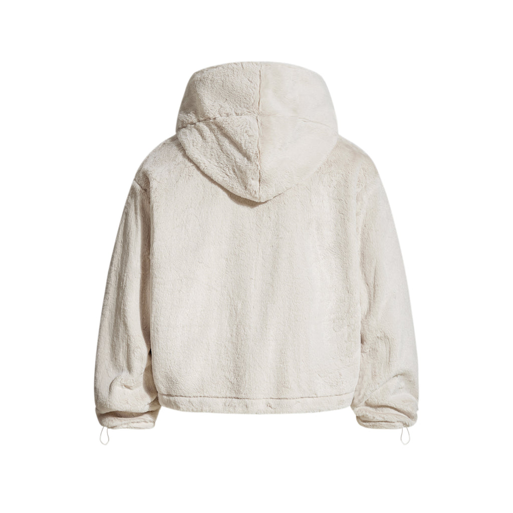DONOTLOGO Y2K Sweet Aesthetic | Unisex Oversized Faux Fur Hoodie | Tie-Accent & Cozy Texture with Bold Silhouette
