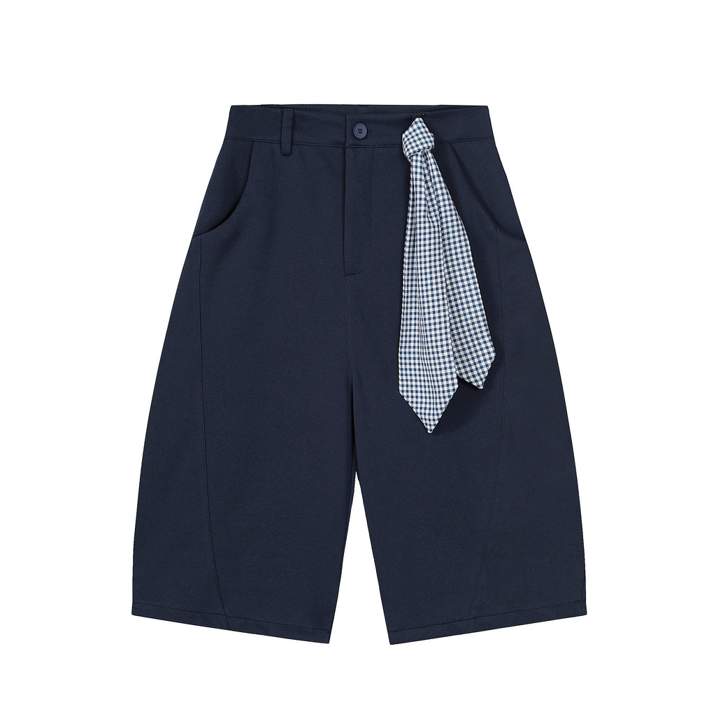 Unisex Scarf-Detail Casual Cropped Pants