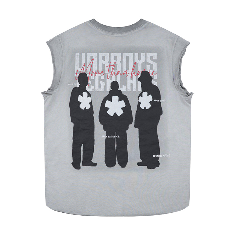 DONOTLOGO ROCK Graphic Distressed Tank Top | Washed, Oversized Sleeveless Tee for Men | Summer Must-Have