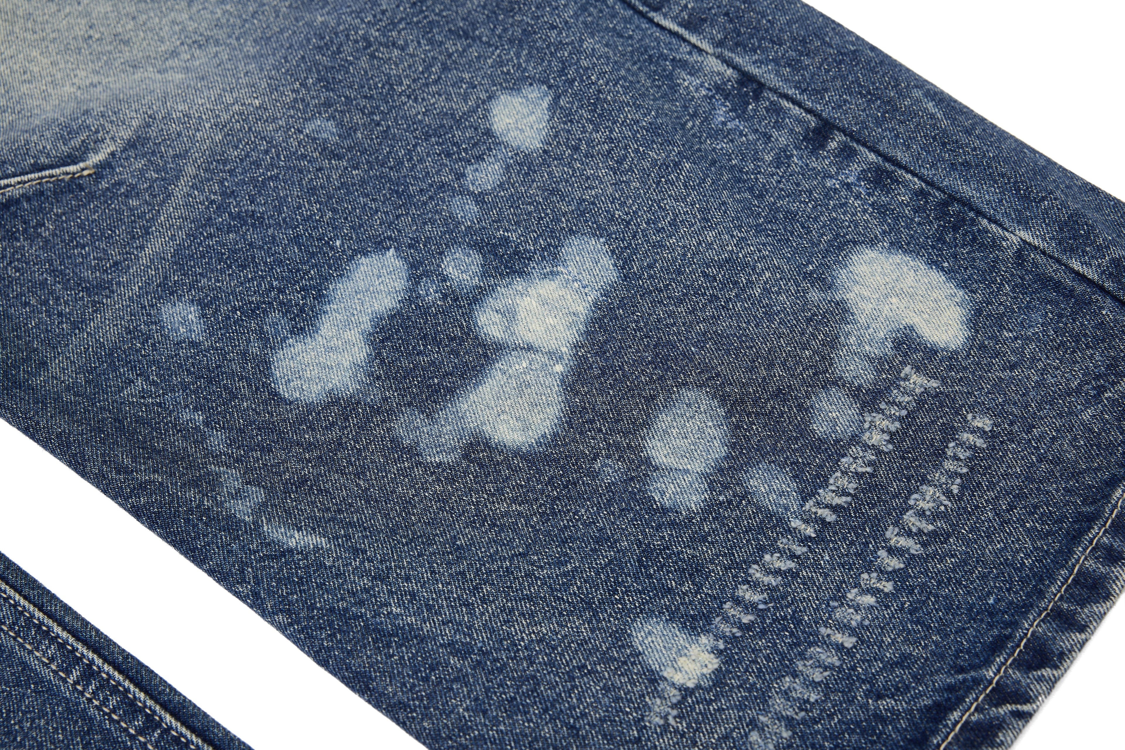 Unisex Eyelet Splashed Design Denim Jeans