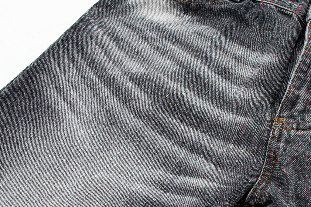 Vintage Washed Whiskered Black & Gray Distressed Flared Jeans