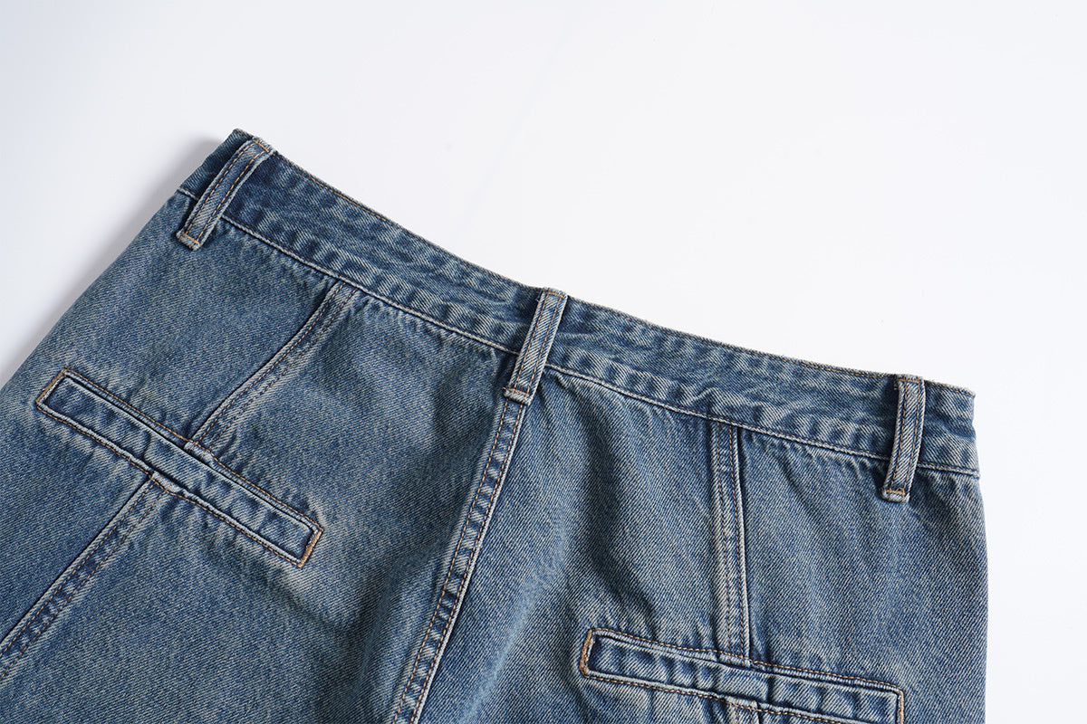 Vintage Washed Zippered Jeans