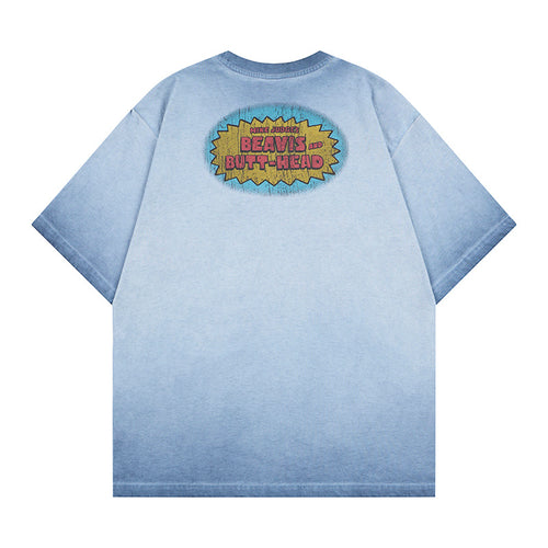DONOTLOGO Deconstructed Beavis and Butt-Head Tee - Unisex Vintage Washed Graphic T-Shirt - Edgy Streetwear Aesthetic Oversized Top