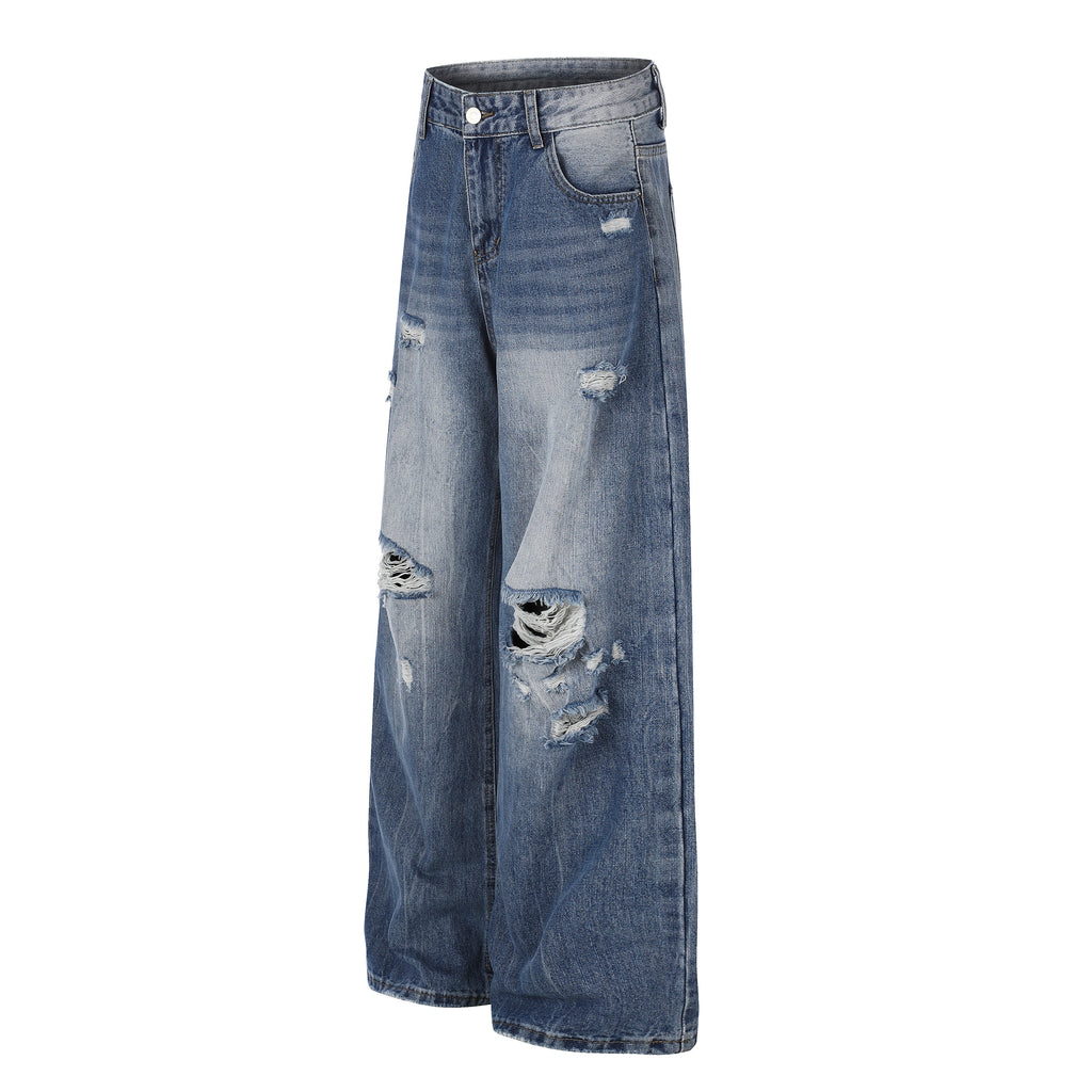 DONOTLOGO Urban Edge Collection | Unisex Relaxed Fit Denim Jeans | Bold Cat Whisker Seaming & Faded Wash Finish with Classic Cotton Denim Fabric