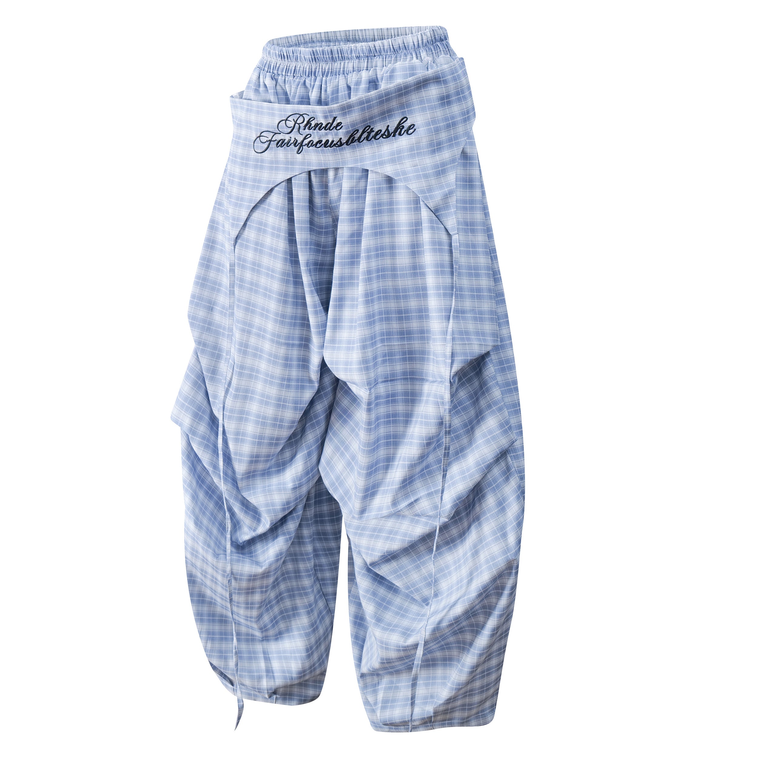 DONOTLOGO Urban Streetwear Collection | Unisex Curved Silhouette Trousers | Bold Plaid Motif & Soft Cotton Blend Fabric