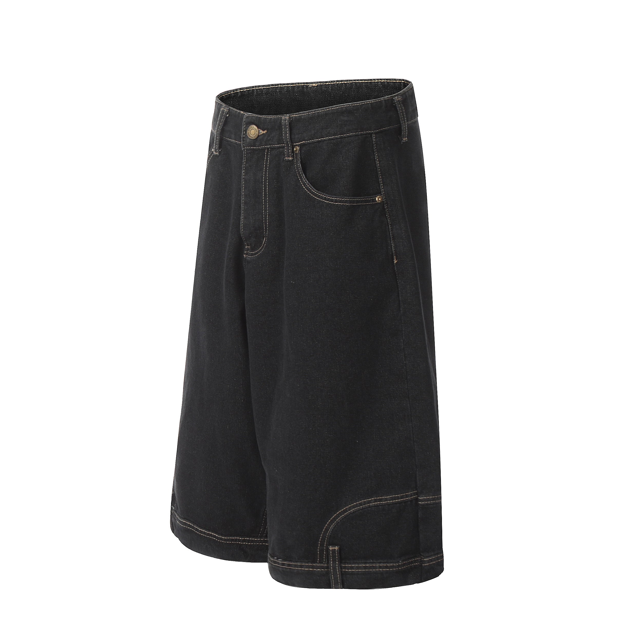 DONOTLOGO Sun-Faded Baggy Denim Jorts - Unisex Vintage Washed Streetwear Shorts - Edgy Oversized Bottom with Raw Hem & Distressed Pockets