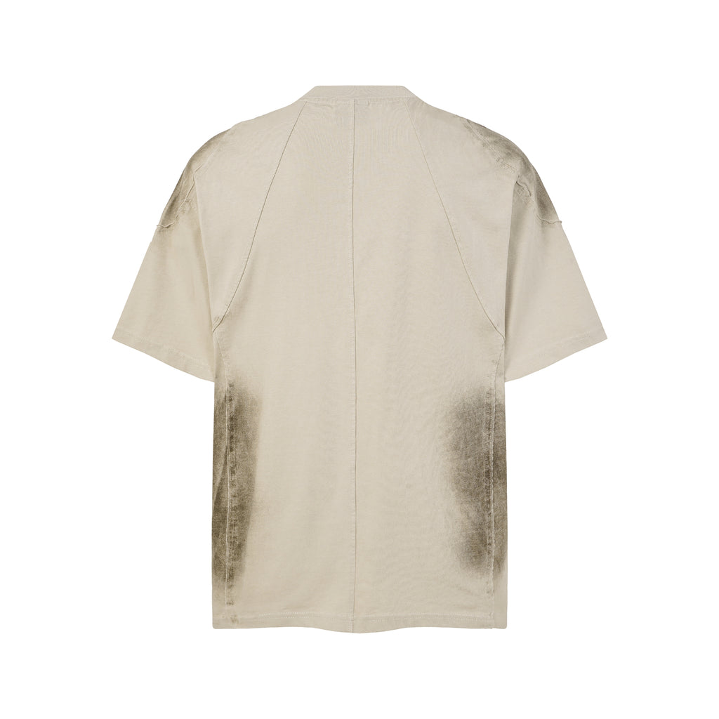 DONOTLOGO Industrial Edge Collection | Unisex Relaxed Fit Deconstructed Tee | Bold Diagonal Rivet Seaming & Faded Wash Finish with Heavyweight Cotton Fabric
