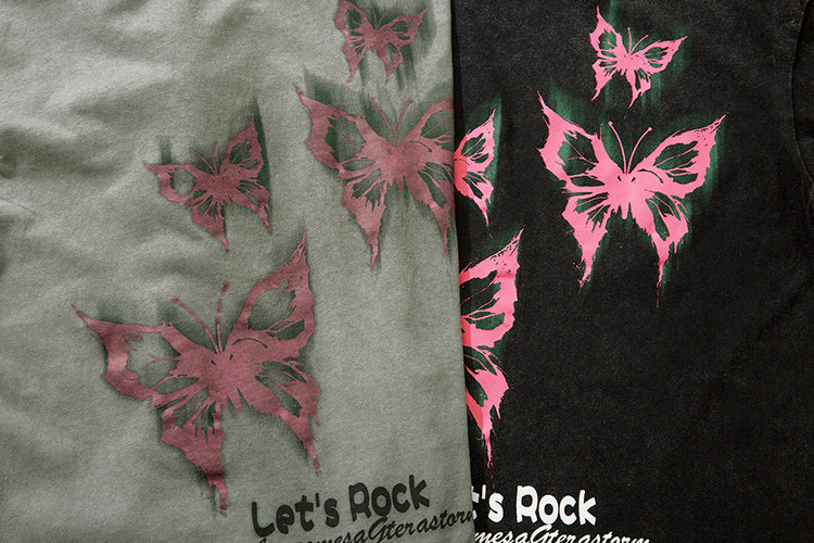 DONOTLOGO Heavy Acid Washed Butterfly Print Tee | Unisex Y2K Oversized Streetwear Top | Retro High Street Summer Shirt