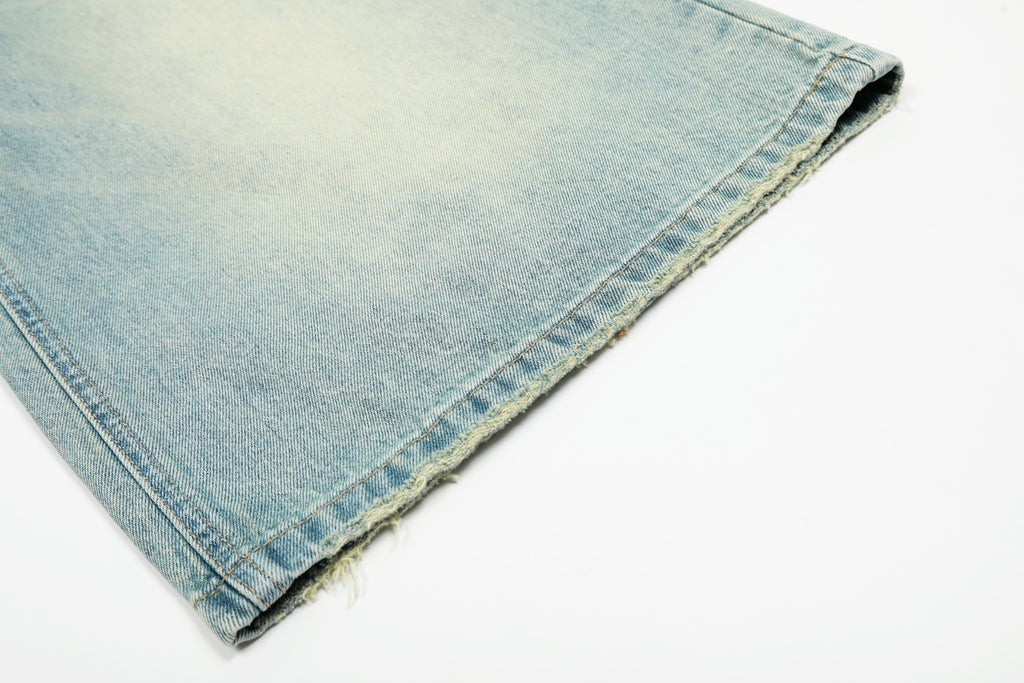 DONOTLOGO Urban Heritage Collection | Unisex Oversized Cropped Denim | Retro Aesthetic High-Rise Wide-Leg Bottoms with Authentic Fade Detail
