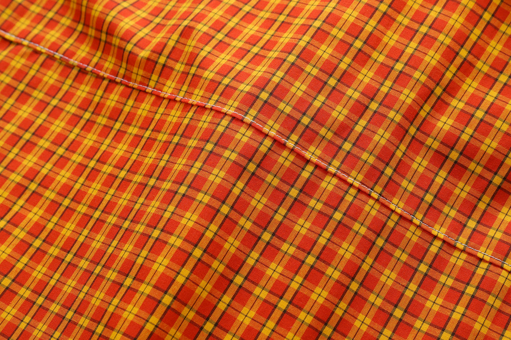 DONOTLOGO Unfailing Retro Grid Shirt | Unisex Oversized Summer Streetwear | Orange Tartan Embroidery Tee