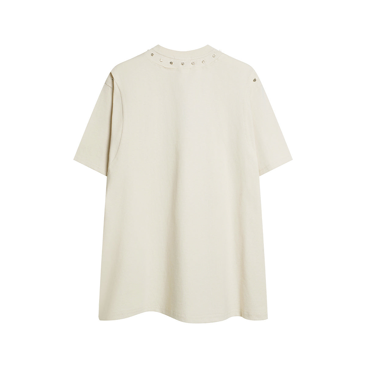 Unisex Streetwear Color-Block Raw-Edge Beaded Versatile Short-Sleeve T-Shirt