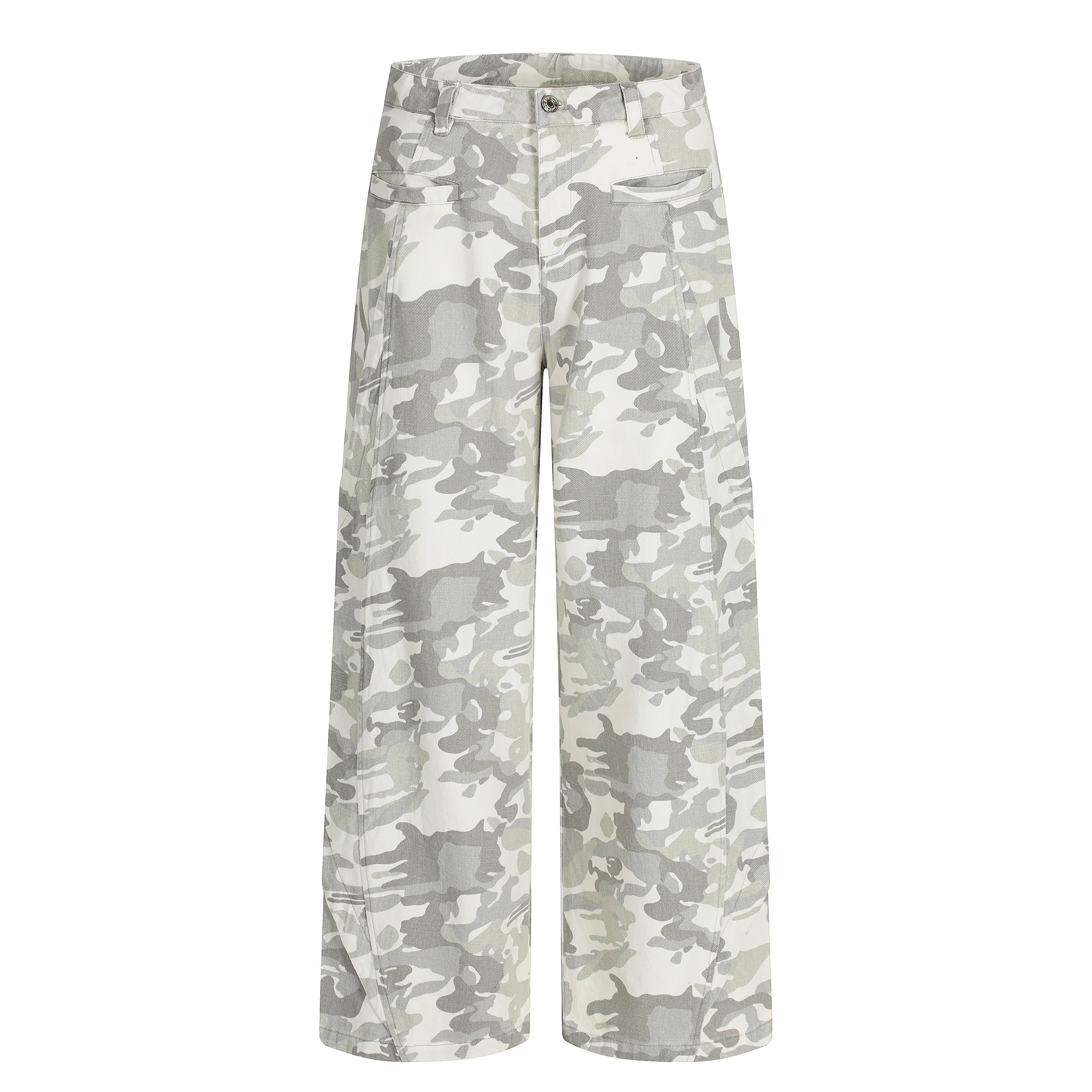 Unisex Distressed Snow Camo Pants