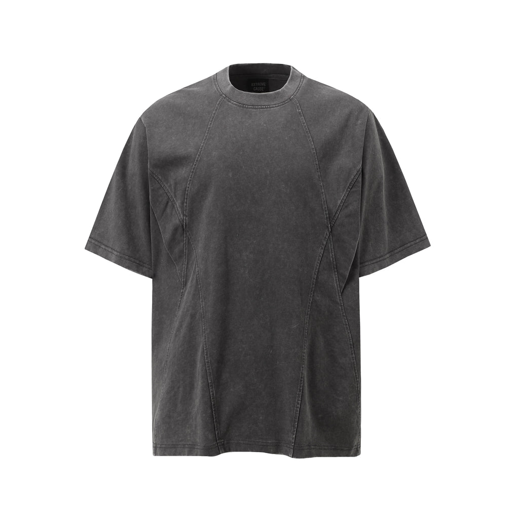 DONOTLOGO Urban Workwear Collection | Unisex Relaxed Fit Tee | Bold Panel Construction & Vintage Wash Motif with Soft Heavyweight Cotton
