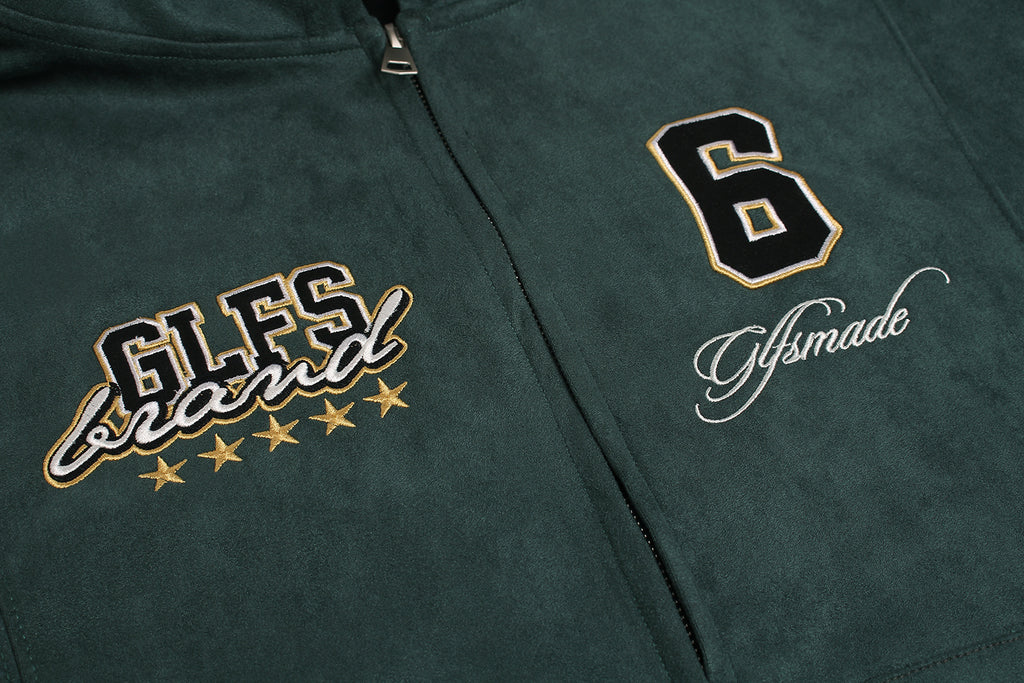 Unisex Double-Pocket Patchwork Zip-Up Hoodie with Dense Embroidery