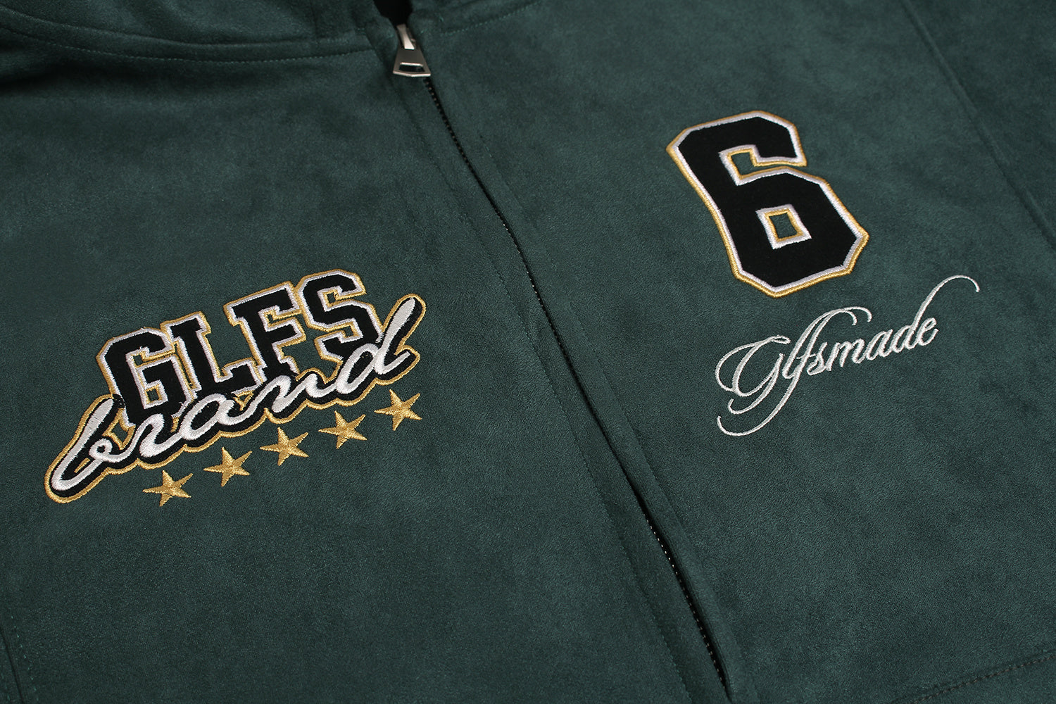 Unisex Double-Pocket Patchwork Zip-Up Hoodie with Dense Embroidery