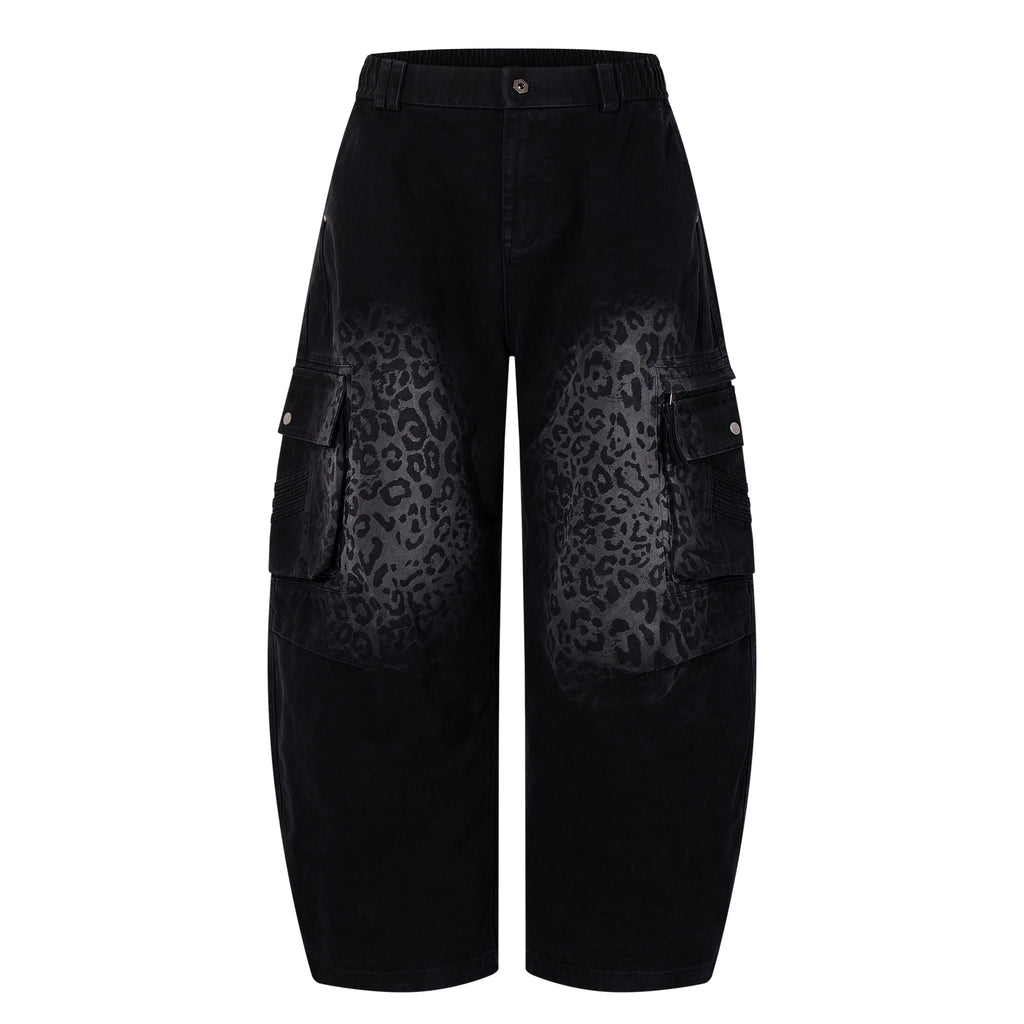Unisex Vintage Leopard-Print Loose-Fit Gradient Denim Casual Jeans