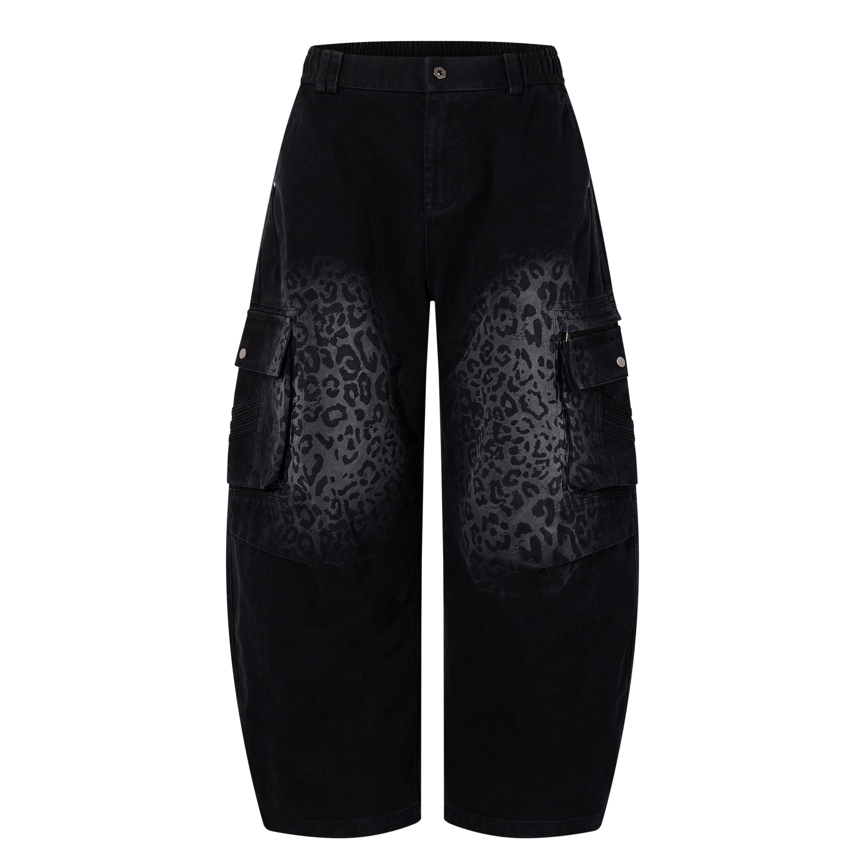 Unisex Vintage Leopard-Print Loose-Fit Gradient Denim Casual Jeans