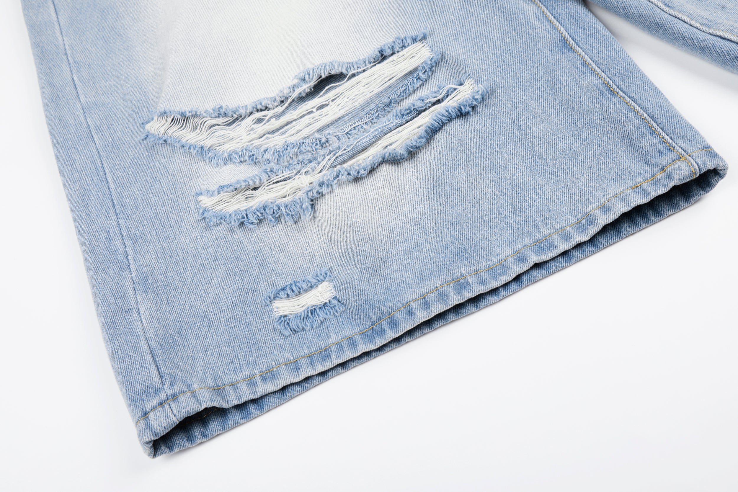 DONOTLOGO Urban Streetwear Collection | Unisex Relaxed Fit Denim Shorts | Bold Ripped Motif & Drawstring Detail with Classic Cotton Denim Fabric