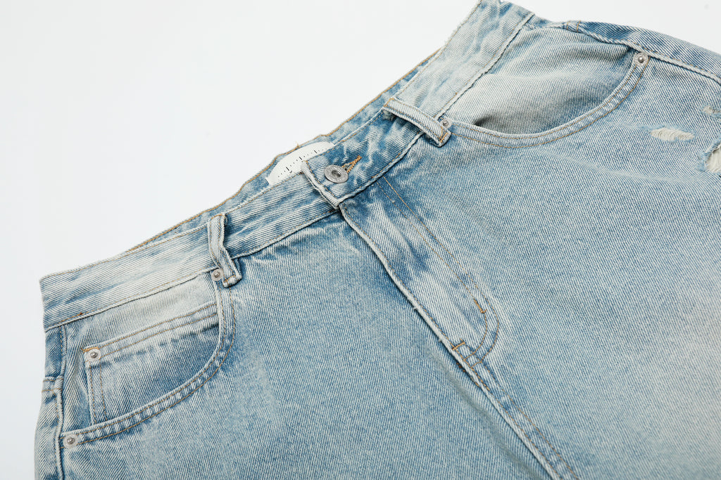 DONOTLOGO Urban Heritage Collection | Unisex Oversized Cropped Denim | Retro Aesthetic High-Rise Wide-Leg Bottoms with Authentic Fade Detail