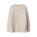 Unisex Casual Pearl-Studded Loose Sweater