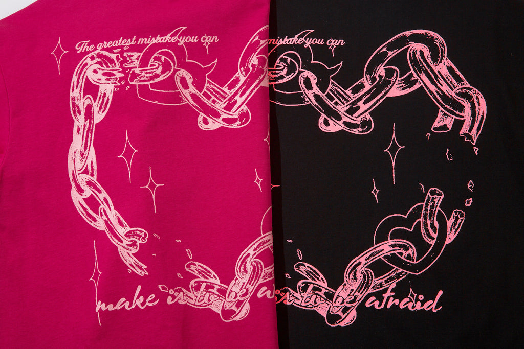 DONOTLOGO Bold Pink & Black Gradient Graphic Tee | Unisex Y2K Oversized Streetwear Top | Retro Anime Style Summer Shirt