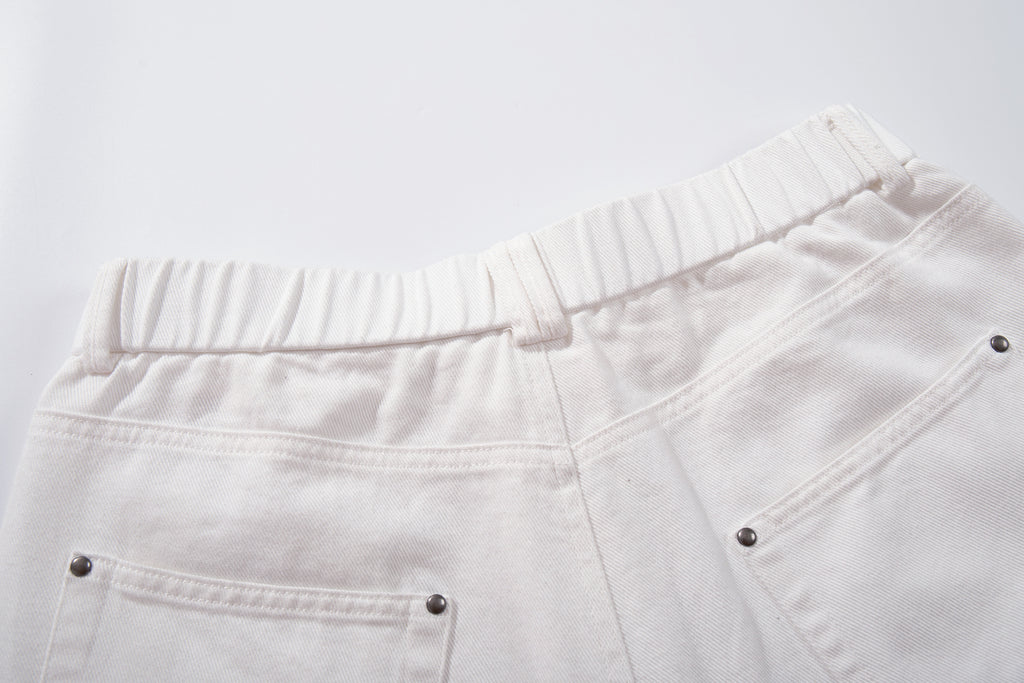 Unisex Hand-Painted White Denim Jeans