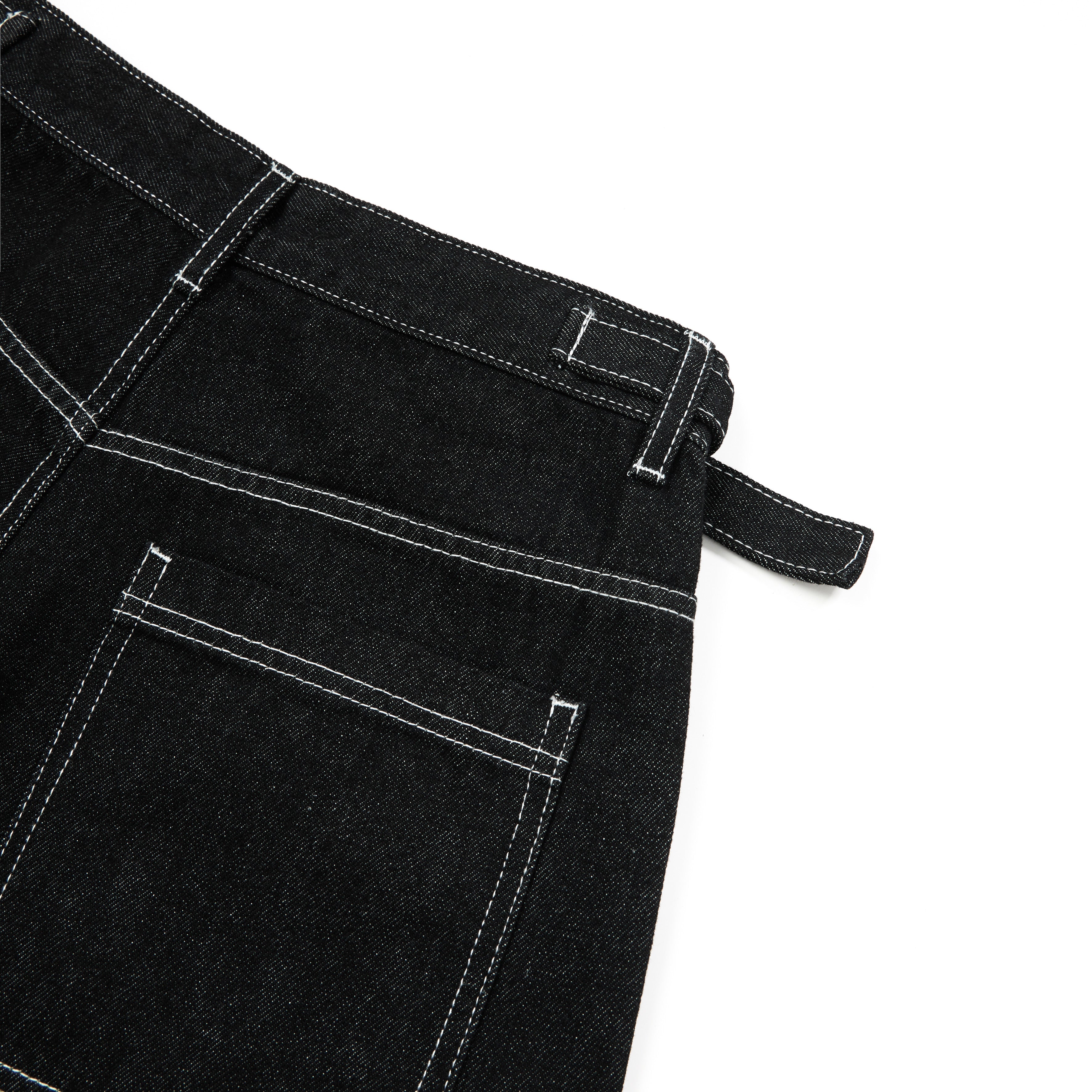 DONOTLOGO Heavy Contrast Stitched Raw Denim | Unisex Y2K Oversized 3/4 Trousers | Vintage High Street Baggy Shorts
