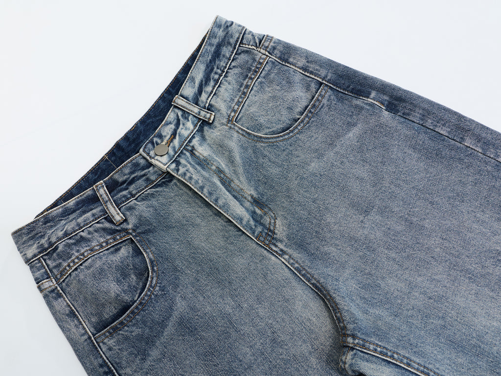 DONOTLOGO Oversized Vintage Washed Denim Jeans - Unisex Baggy Trousers with Distressed Fade - Edgy Streetwear Bottom with Wide Leg Silhouette & Raw Hem