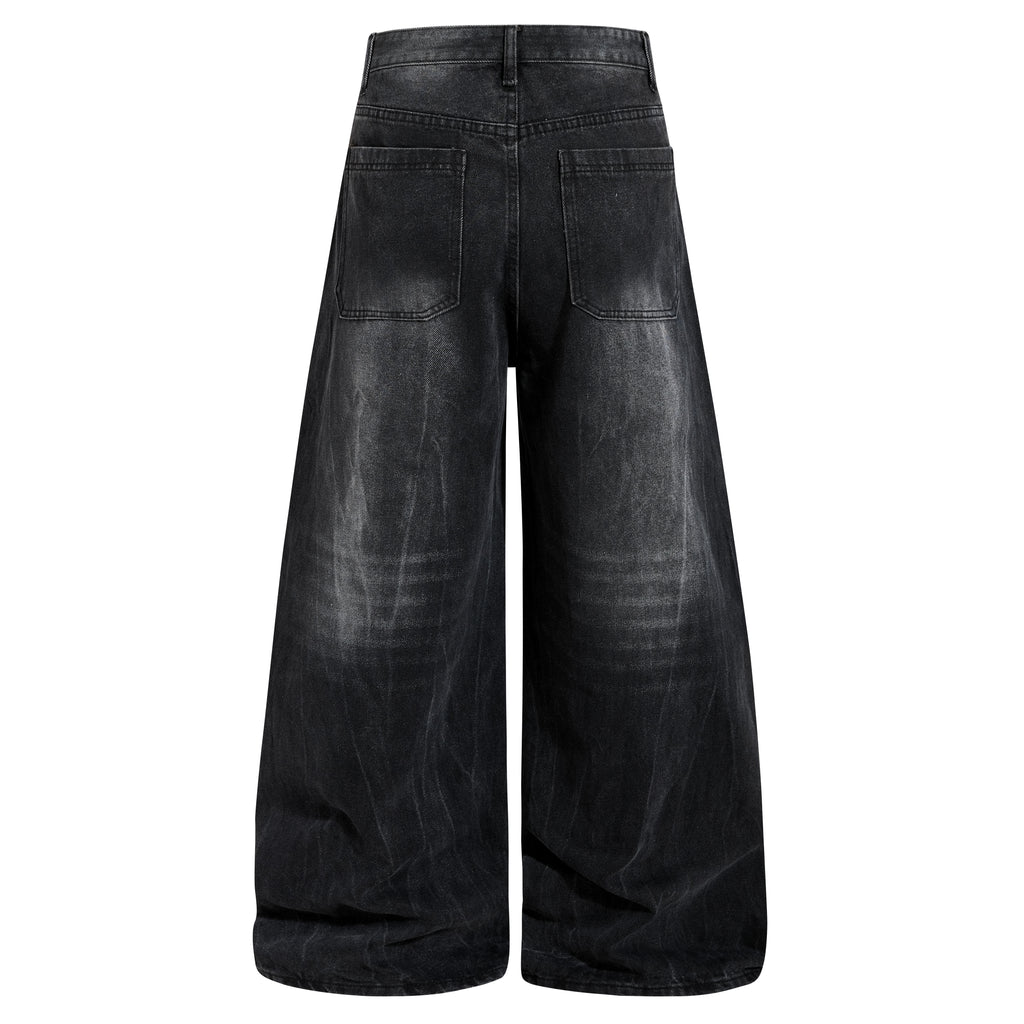 DONOTLOGO Heavy Studded Wide-Leg Denim | Unisex Y2K Punk Rock Rivet Jeans | Vintage Black High Street Oversized Trousers