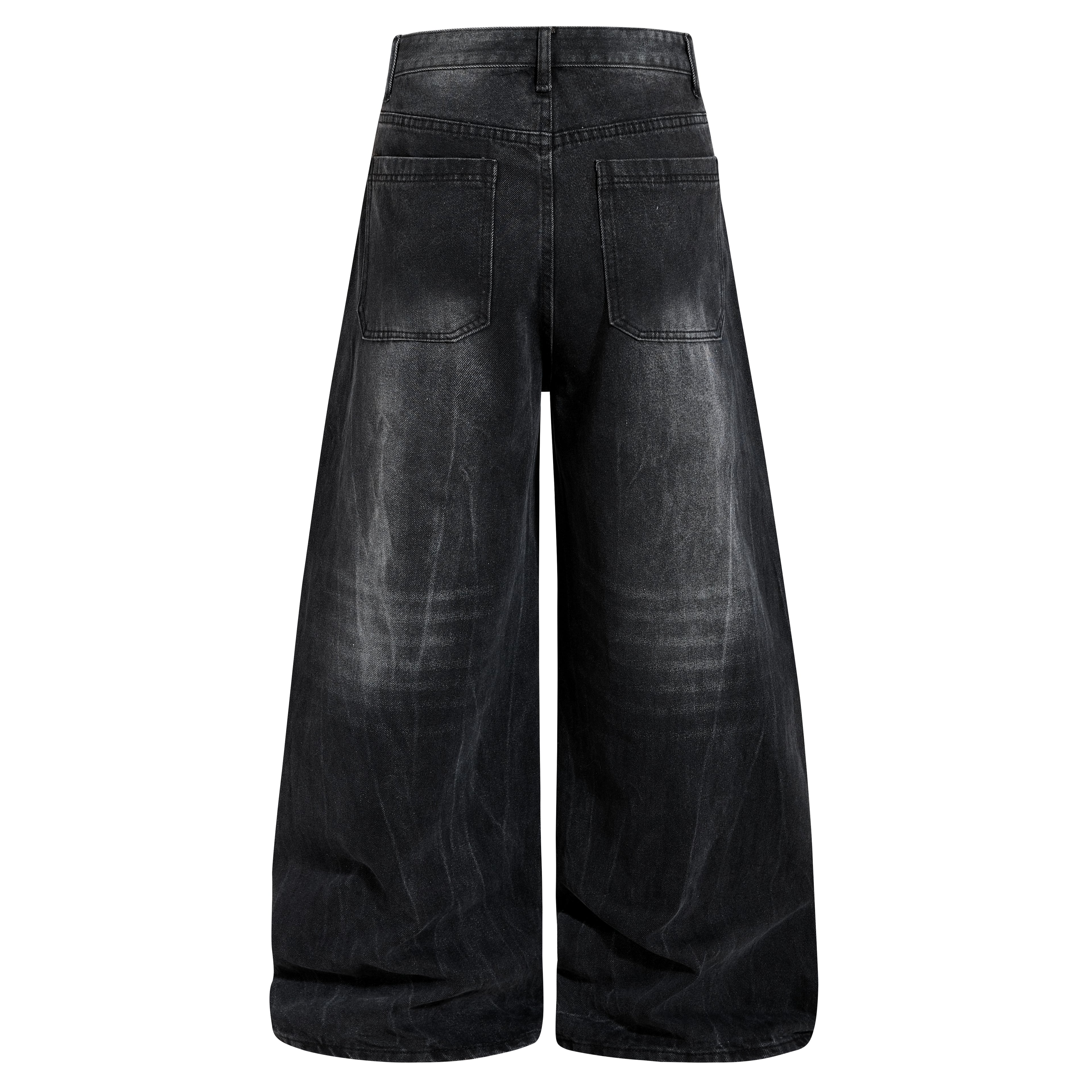 DONOTLOGO Heavy Studded Wide-Leg Denim | Unisex Y2K Punk Rock Rivet Jeans | Vintage Black High Street Oversized Trousers