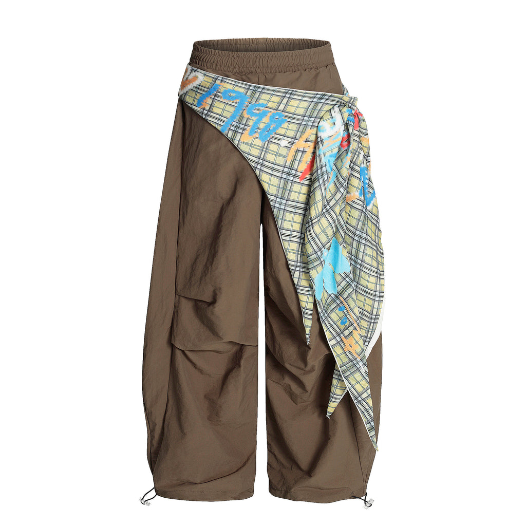 DONOTLOGO Urban Streetwear Collection | Unisex Relaxed Silhouette Cargo Pants | Bold Plaid & Graffiti Motif & Soft Cotton Blend Fabric