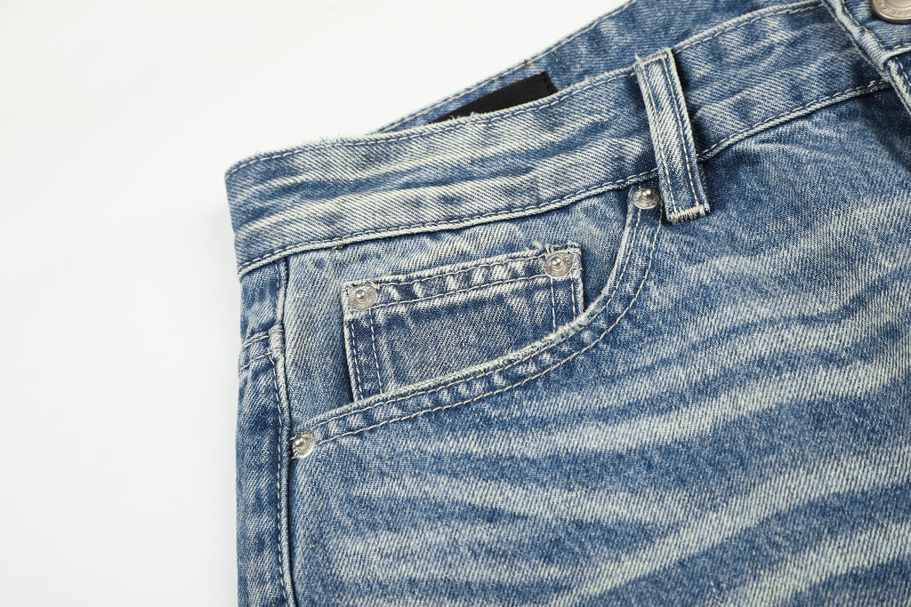 DONOTLOGO Urban Heritage Collection | Unisex Oversized Cat Whisker Denim | Retro Aesthetic High-Rise Wide-Leg Bottoms with Authentic Fade Detail