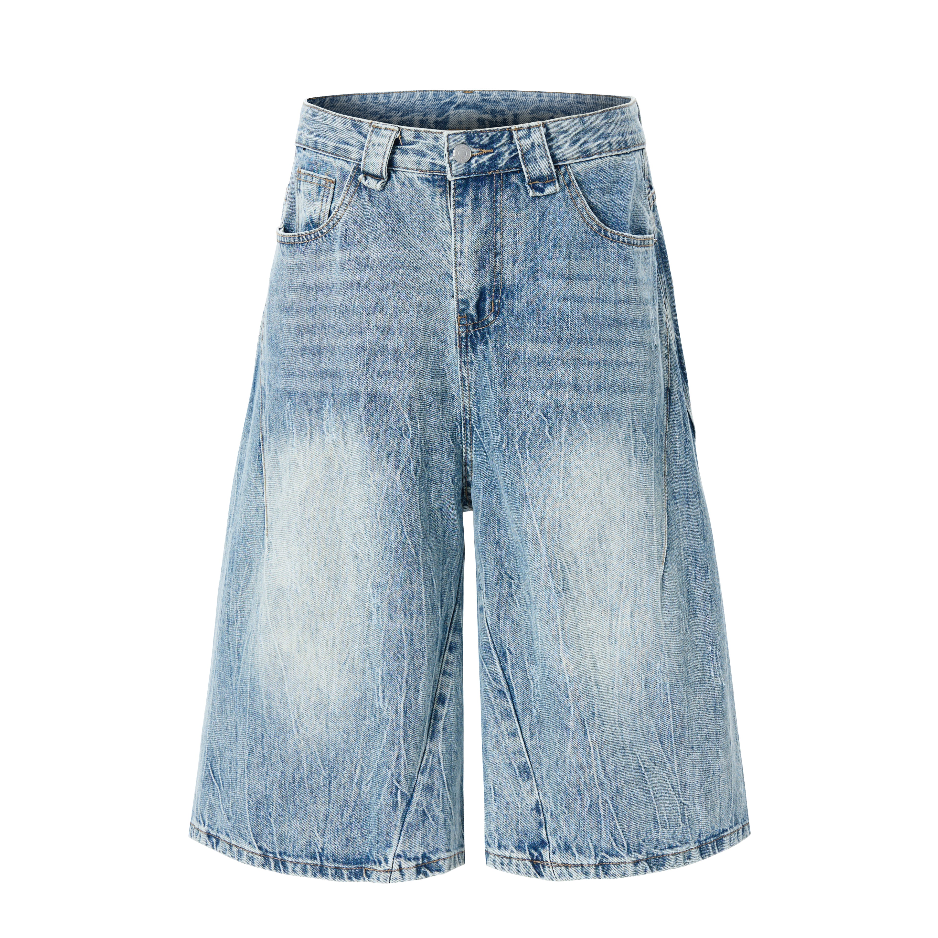 DONOTLOGO Oversized Light Wash Denim Shorts - Unisex Baggy Jorts with Vintage Fade - Edgy Streetwear Bottom with Wide Leg Silhouette & Raw Hem