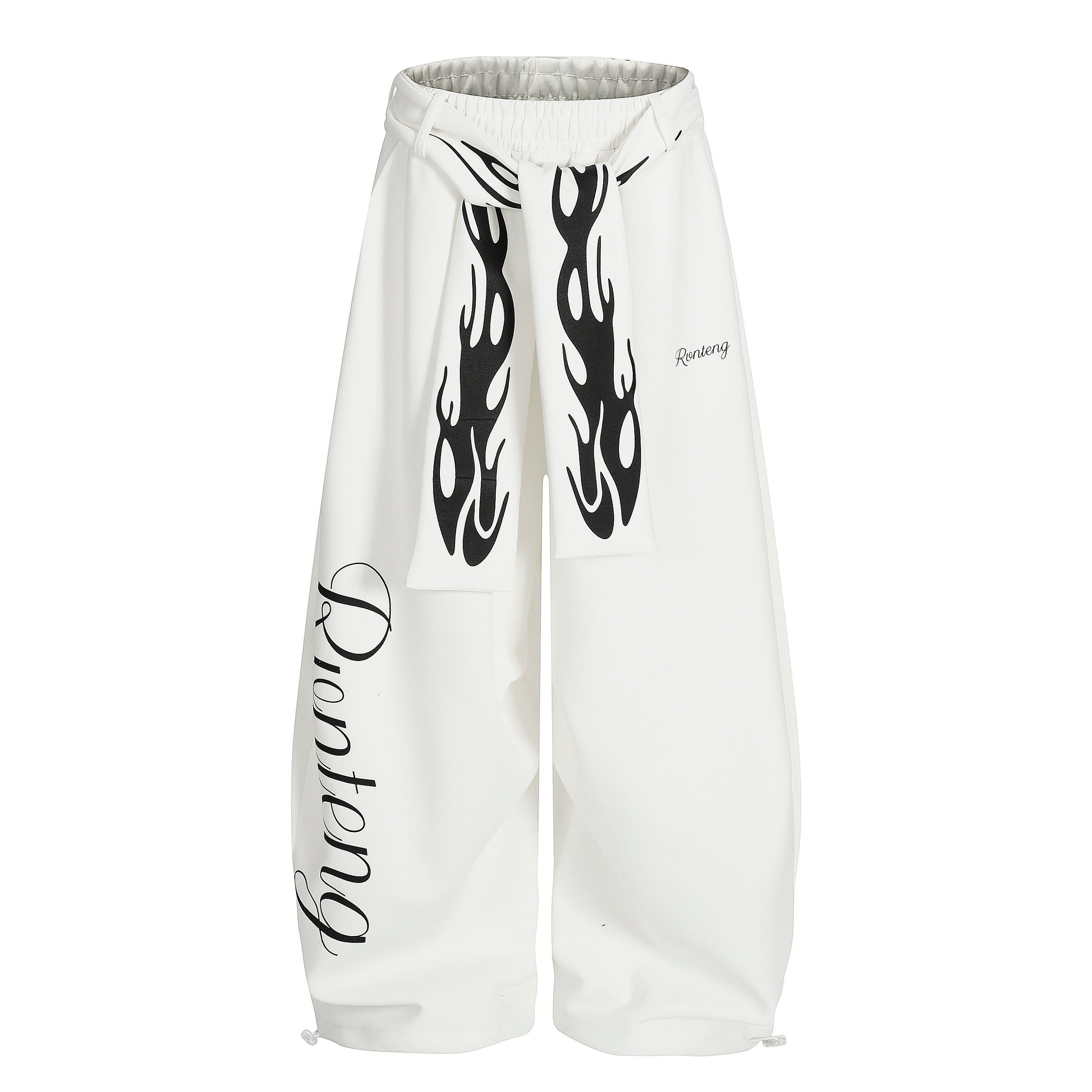 DONOTLOGO Urban Streetwear Collection | Unisex Relaxed Silhouette Sweatpants | Bold Flame Motif & Soft Cotton Knit Fabric