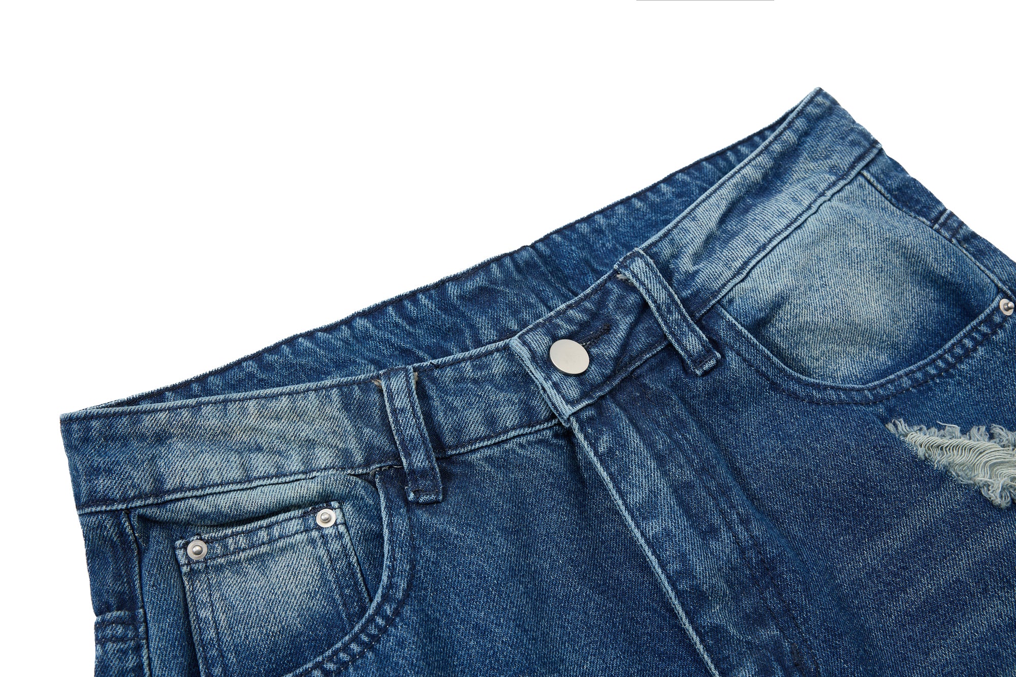 DONOTLOGO Heavy Distressed Wide-Leg Denim | Unisex Y2K Ripped Baggy Jeans | Vintage Blue High Street Oversized Trousers