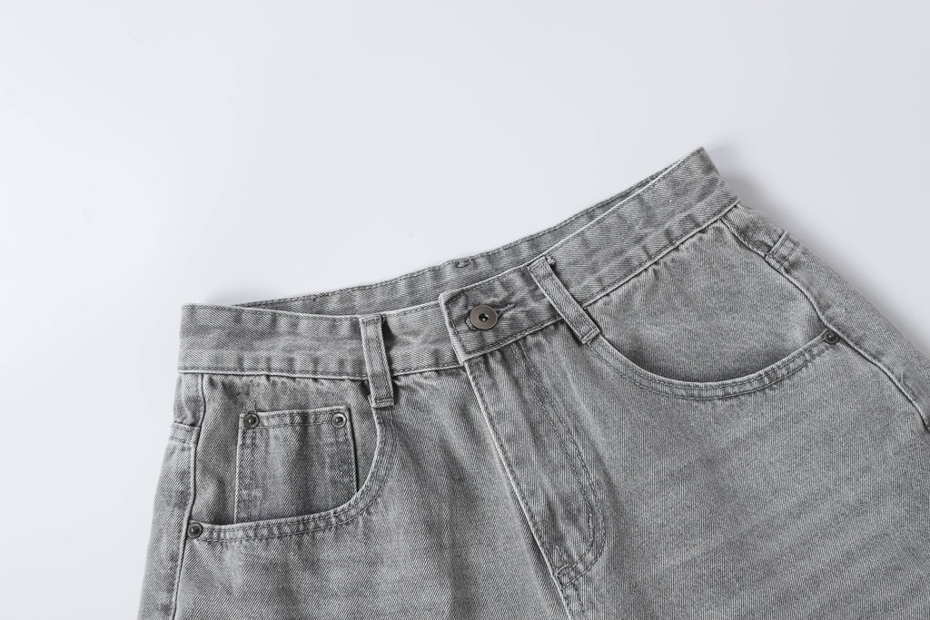 DONOTLOGO Urban Edge Collection | Unisex Relaxed Fit Denim Shorts | Bold Acid Wash Finish & Vintage Leather Patch with Classic Cotton Denim Fabric