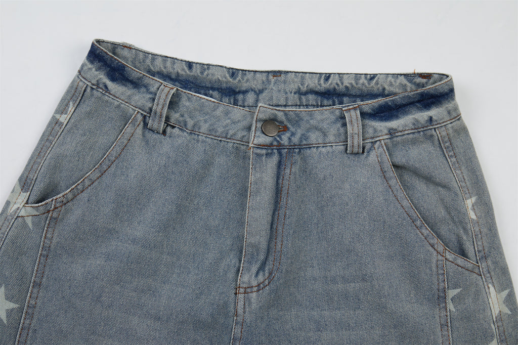 DONOTLOGO Urban Streetwear Collection | Unisex Relaxed Silhouette Jeans | Bold Star Motif & Soft Denim Fabric