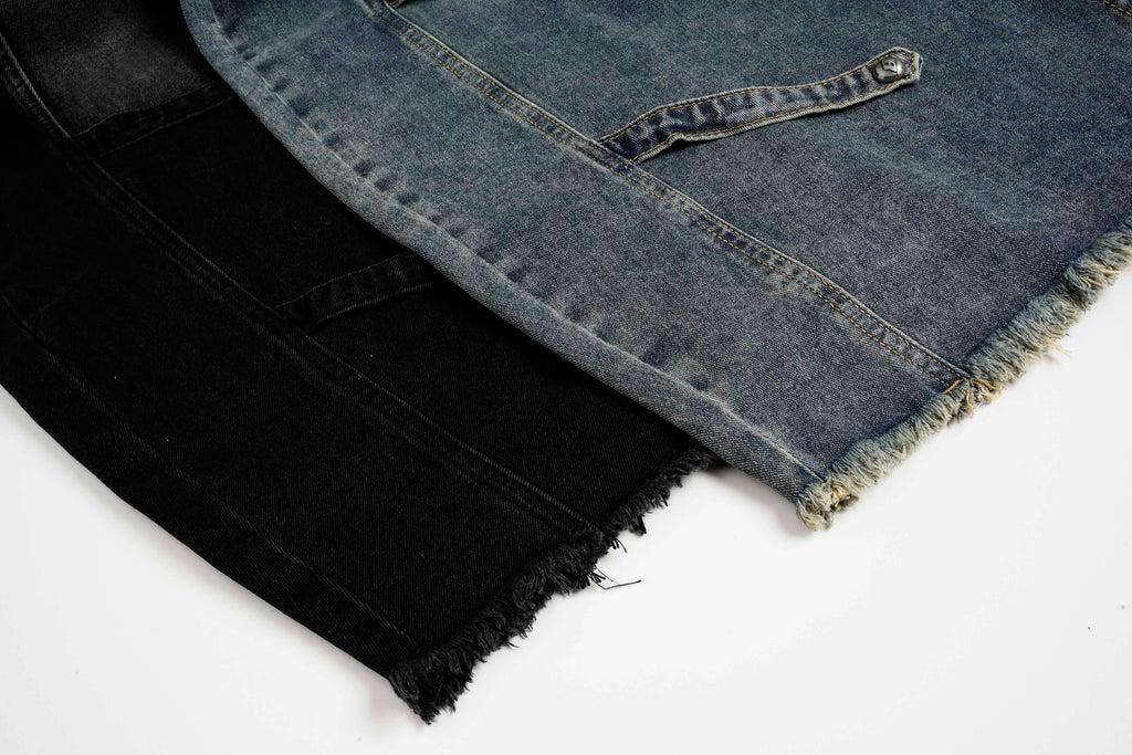 DONOTLOGO "Arc Seam" Distressed Denim - American High Street Baggy Jeans with Contrast Wash & Bandana Belt - Oversized Wide Leg Trousers