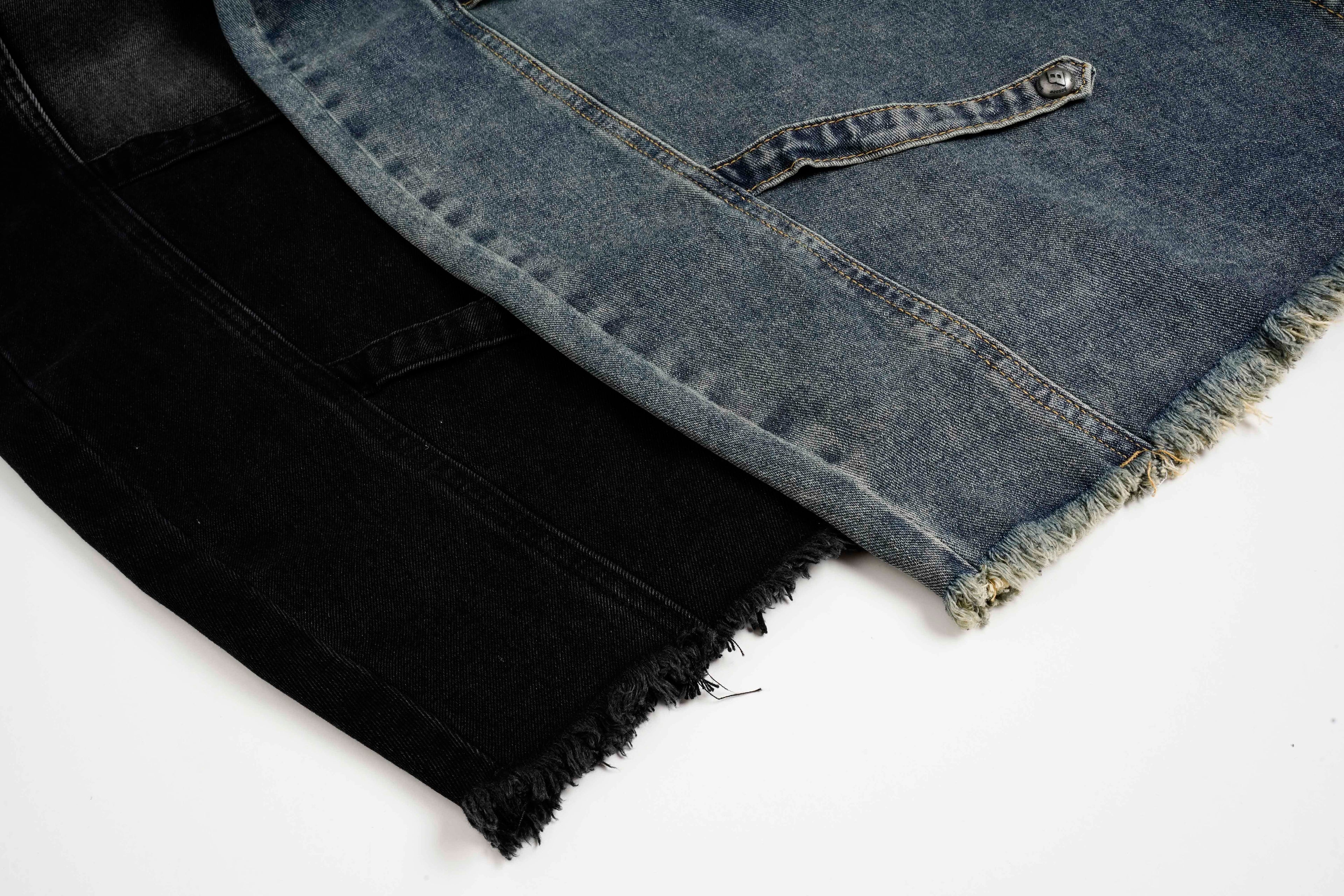 DONOTLOGO "Arc Seam" Distressed Denim - American High Street Baggy Jeans with Contrast Wash & Bandana Belt - Oversized Wide Leg Trousers