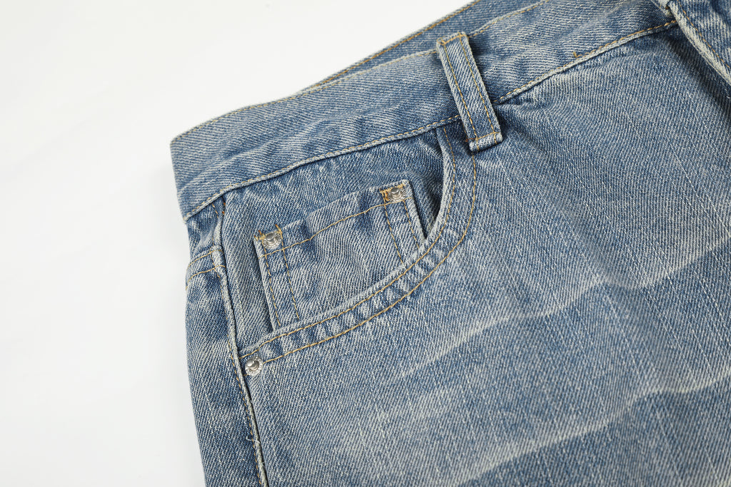 DONOTLOGO Urban Edge Collection | Unisex Relaxed Fit Denim Jeans | Bold Cat Whisker Seaming & Faded Wash Finish with Classic Cotton Denim Fabric