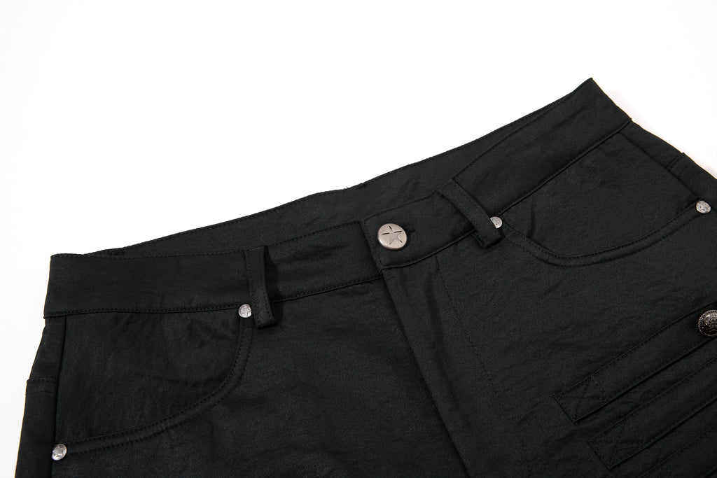 DONOTLOGO Heavy Studded Wide-Leg Denim | Unisex Y2K Punk Rock Rivet Jeans | Vintage Black High Street Oversized Trousers