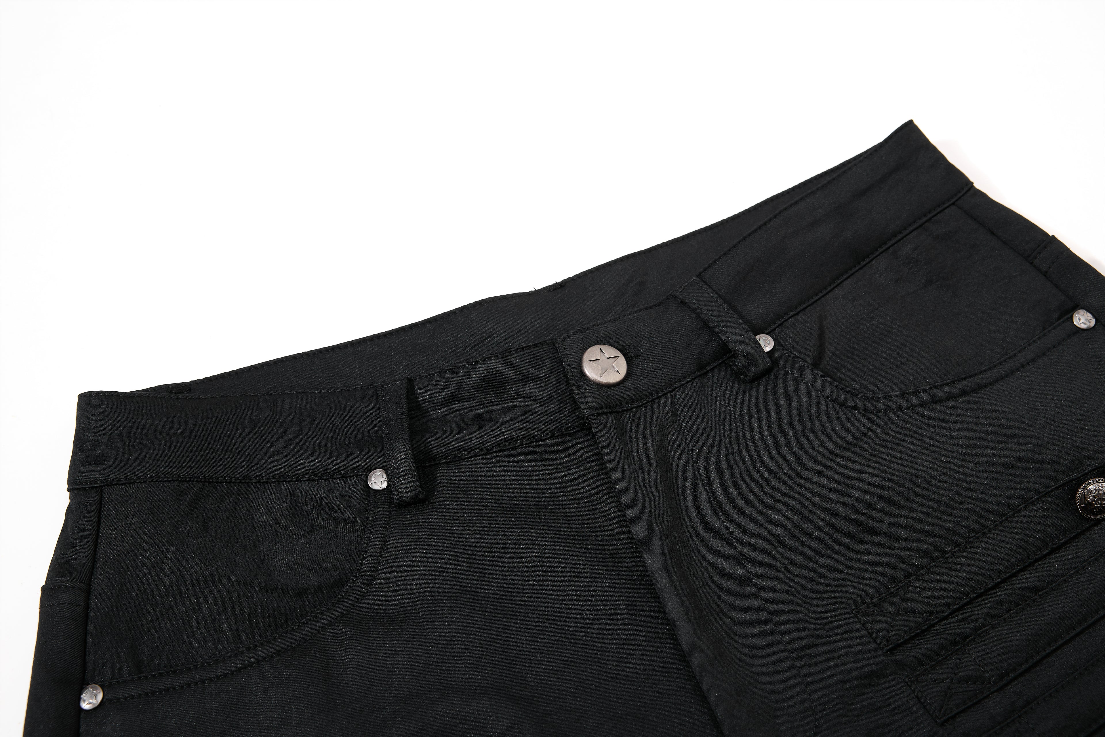 DONOTLOGO Heavy Studded Wide-Leg Denim | Unisex Y2K Punk Rock Rivet Jeans | Vintage Black High Street Oversized Trousers
