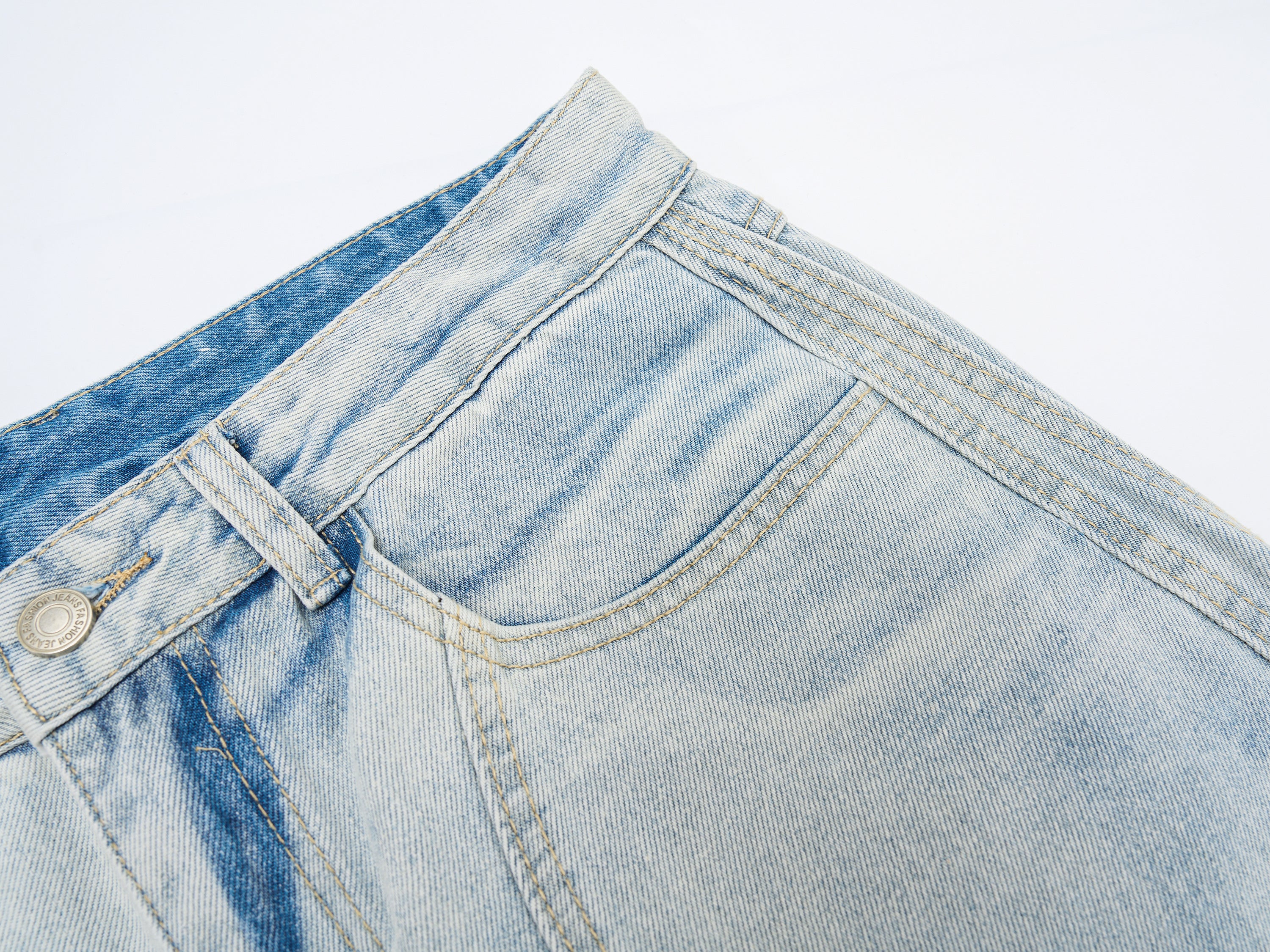 DONOTLOGO Oversized Light Wash Denim Jeans - Unisex Baggy Trousers with Distressed Whisker Effect - Edgy Streetwear Bottom with Wide Leg Silhouette & Raw Hem