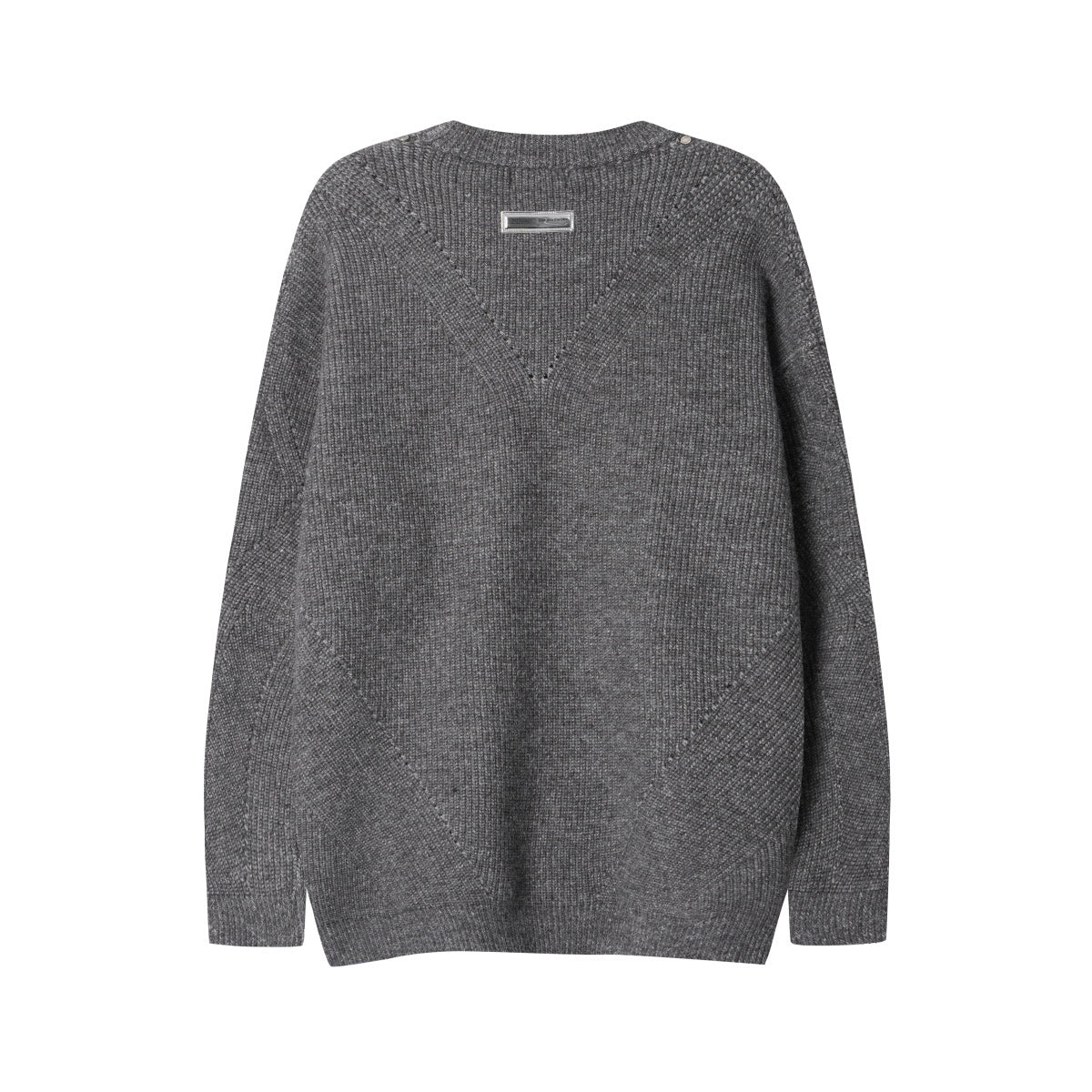 Unisex Loose-Fit Textured Knit Sweater with Studded Geometric Pattern