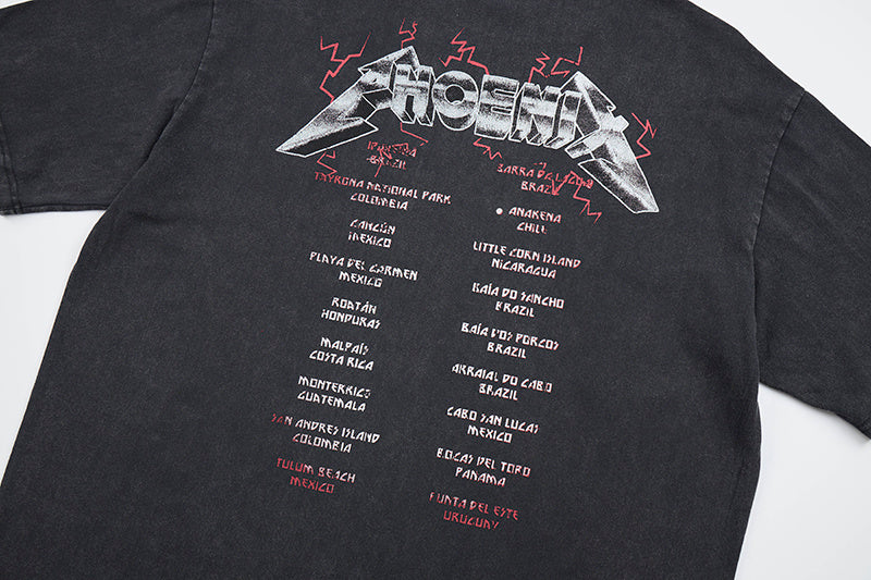 DONOTLOGO Deconstructed "Cyberpunk Let's Rock" Graphic Tee - Unisex Vintage Washed Streetwear T-Shirt - Edgy Oversized Top with Retro Punk Aesthetic